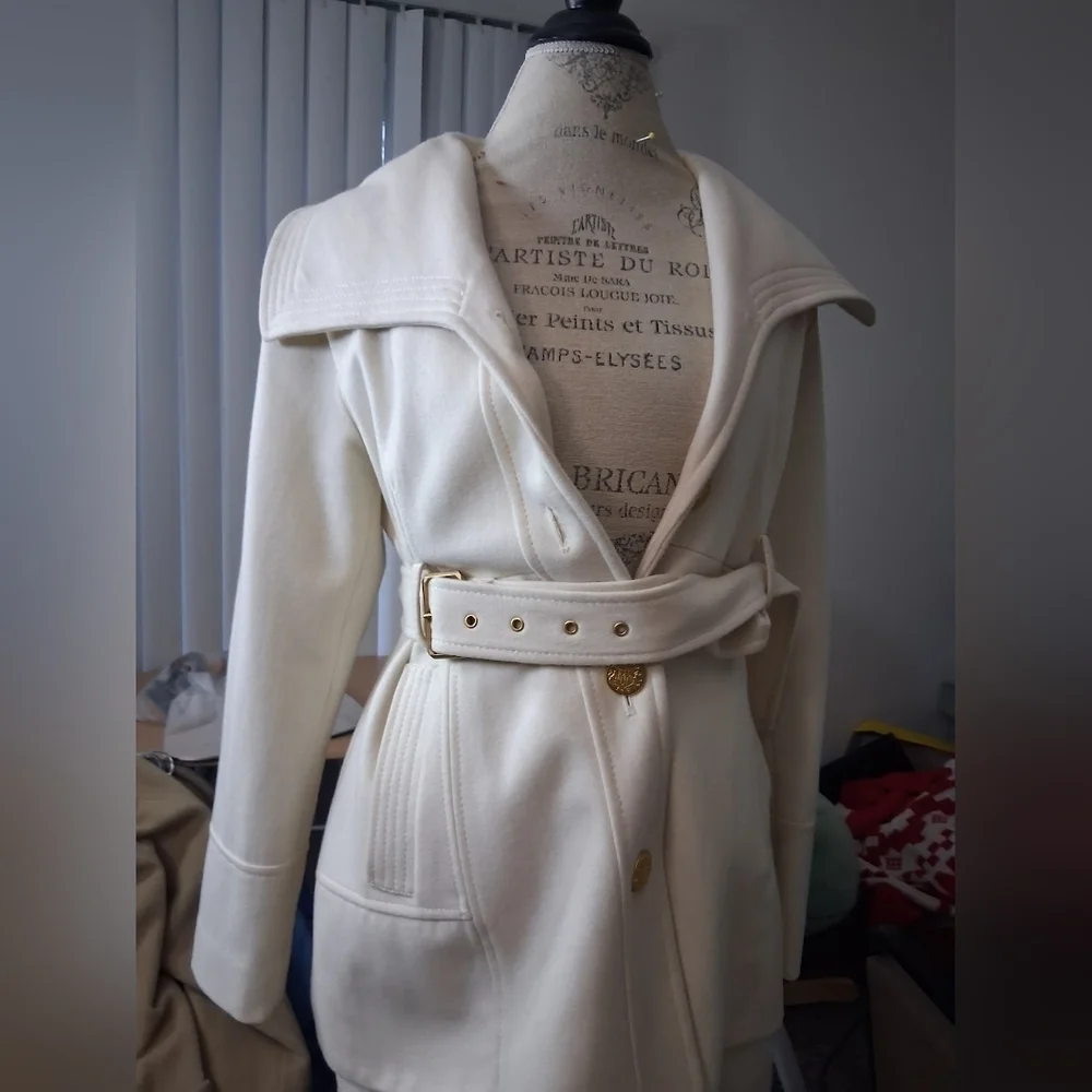 Guess Cream Belted Coat